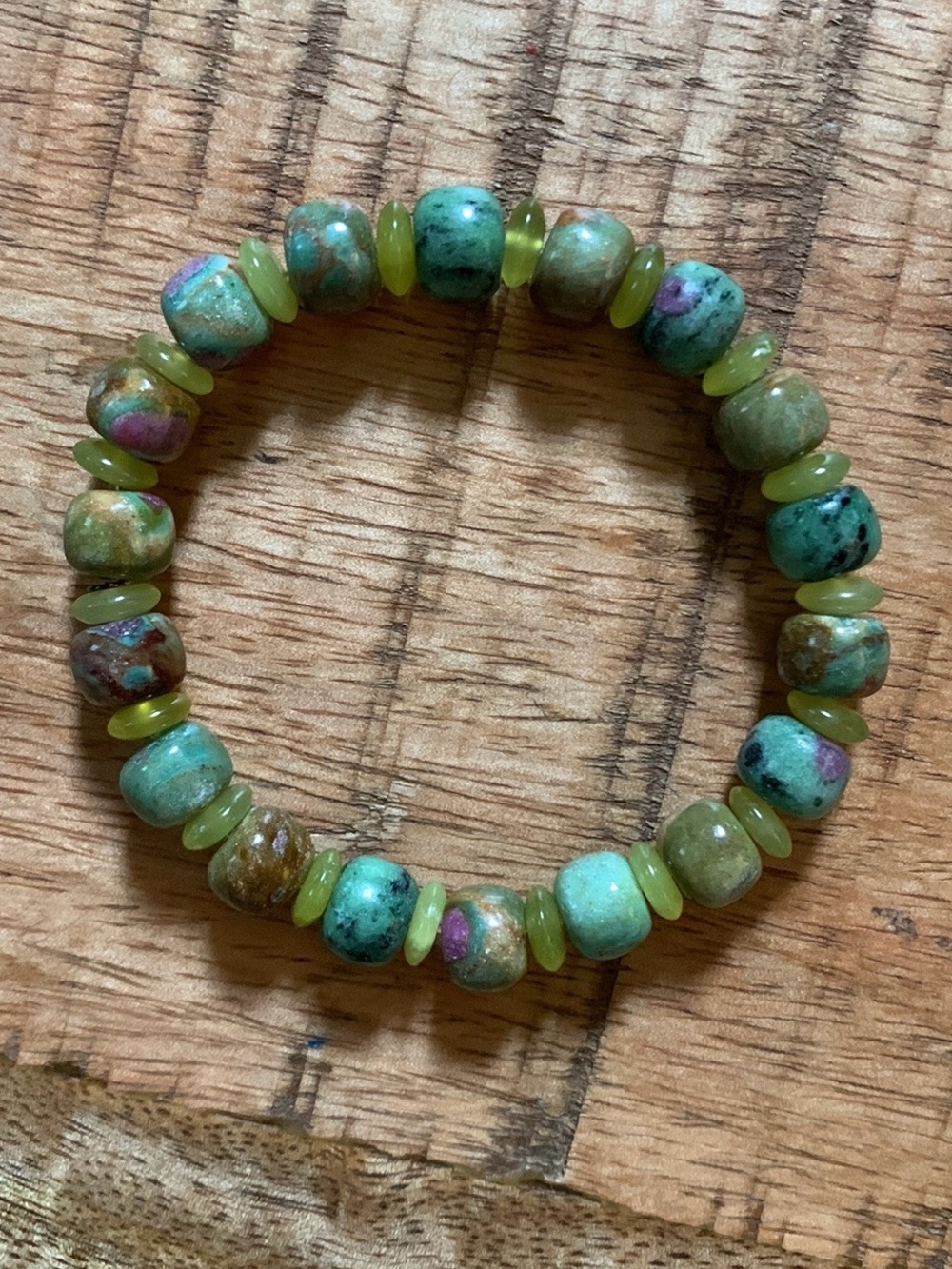 Jay King Mine Finds Ruby in Fuchsite & Serpentine Beaded Stretch Bracelet